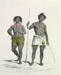 Figura negra idólatra del Reino de Benguela, Angola, grabada por Godefroy Engelmann (1788-1839)