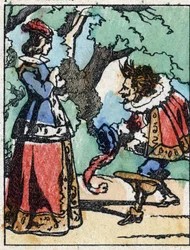 Ilustración para “Riquet a la houppe”, cuento de Charles Perrault (1628-1703), escritor francés. Grabado en madera de Imaging Pellerin - Epinal, finales del siglo XIX.