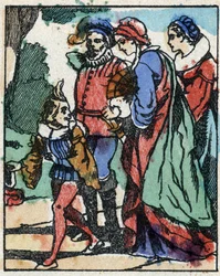 Ilustración para “Riquet a la houppe”, cuento de Charles Perrault (1628-1703), escritor francés. Grabado en madera de Imaging Pellerin - Epinal, finales del siglo XIX.