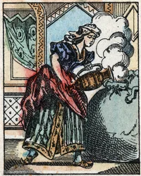 Ilustración para los cuentos de Las mil y una noches. Alí-Babá (Ali Baba). Grabado en madera de Imaging Pellerin - Epinal, sd. Finales del siglo XIX.