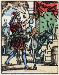 Ilustración para los cuentos de Las mil y una noches. Alí-Babá (Ali Baba). Grabado en madera de Imaging Pellerin - Epinal, sd. Finales del siglo XIX.
