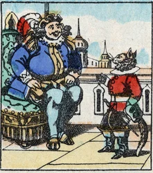 Ilustración del cuento de Charles Perrault “El Gato con Botas”. Grabado en madera de Imaging Pellerin - Épinal, s.d. Finales del siglo XIX.