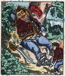 Ilustración del cuento “Pulgarcito” de Charles Perrault. Grabado en madera de Imagerie Pellerin - Epinal, sd. Finales del siglo XIX.