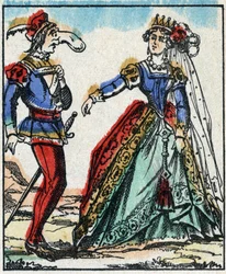 Ilustración del cuento “Las Aventuras de Grand Flandrin” Grabado en madera de Imagerie Pellerin - Epinal, sd. Finales del siglo XIX.