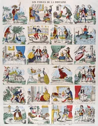 Ilustraciones para Fábulas de Jean de La Fontaine (1621-95) imagerie Gangel y P. Didion en Metz