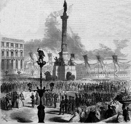 Inauguración de la Columna del Congreso (1850-1859). Bruselas, Bélgica