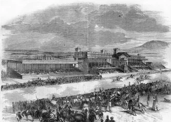 Inauguración de las carreras de caballos en el Bois de Boulogne en 1857