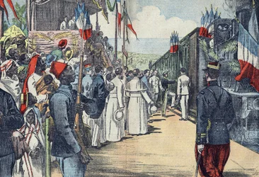 Inauguración del ferrocarril que une Thies a Kayes con Senegal, principios del siglo XX