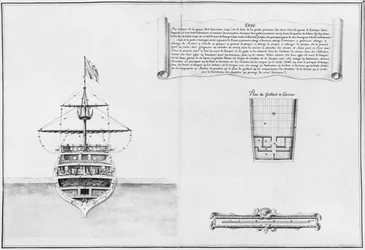 Proa interior de un buque, ilustración del Atlas de Colbert, lámina 46