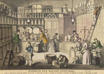 Interior de una tienda de comestibles