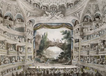 Interior del Teatro de la Comédie Française en 1791, basado en una acuarela original