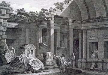 Interior del Templo de Diana, Nimes, de Antiquités de la France: Vol I, Monuments de Nimes