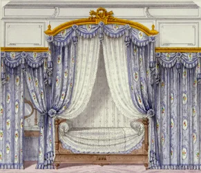 Interior mostrando muebles de un periódico francés, 1850s