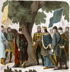 Entrevista de Gisors en Alta Normandía entre el rey Felipe Augusto y el rey Enrique II Plantagenet de Inglaterra (1133-1189) en 1188