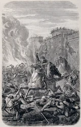 Invasión y saqueo de Roma por Alarico I, Rey de los Visigodos 410 - en “Historia de Papas, Reyes, Reinas y Emperadores” por Lachatre, T.1