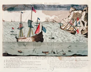 Invención de Sieur Freminet de un sistema para reciclar aire y permitir a los buzos respirar bajo el agua, 1784