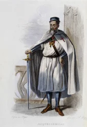 Jacques de Molai (o Molay), último gran maestro de la Orden de los Templarios (1243-1314) - en "Le Plutarque français", ed. Mennechet