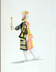 Disfraz de Janus para el Ballet de la Nuit de Jean-Baptiste Lully (1632-87) bailado por Luis XIV, 23 de febrero de 1653