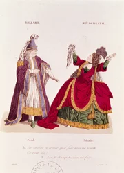 Jean-Baptiste Brizard en el papel de Joad y Mademoiselle Dumesnil como Athalie, escena del Acto V Escena 5 de 