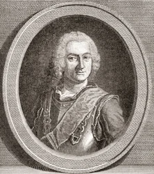 Jean-Baptiste François Desmarets, 1682-1762. Marqués de Maillebois. Mariscal de Francia. De Les Heures Libres publicado en 1908.