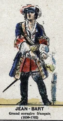 Jean Bart (1650-1702), marinero francés, corsario. En “Galería de Reyes y Reinas de Francia y personajes ilustres de 1643 a 1895” Imagen de Epinal