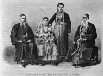 Familia judía de Jerusalén, de La Syrie daujourdhui. Voyages dans la Phenicie, le Liban et la Judee. 1875-1880 de Louis Charles Emile Lortet, 1884