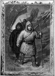 Joseph Rene Bellot (1826-1853) partió en busca del Capitán William Kennedy cerca de Leopold en la Bahía de Hudson. Grabado en el ilustre diario “La jeunesse”