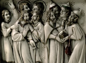 Judas recibiendo treinta piezas de plata, (detalle)