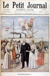 ¡Justicia! : El presidente Kruger viene a defender la causa de su pueblo en Holanda, ante la reina Guillermina - en “Le Petit Journal” del 16/12/1900