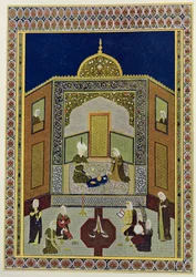 Kadi Pere-au-pet bajo la cúpula, ilustración para Las mil y una noches, 1895