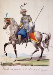 Guerrero kurdo de las fronteras de Persia y Georgia, principios del siglo XIX