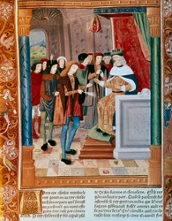 Rey Gontrán I. Manuscrito iluminado. Siglo XV.