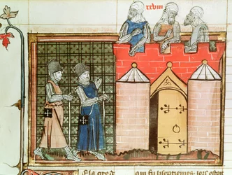 Caballeros Templarios ante Jerusalén, de Le Roman de Godefroi de Bouillon
