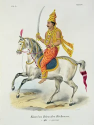Kubera el dios de la Riqueza, grabado por C. de Motte (1785-1836)