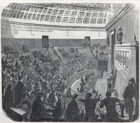 La Escuela de Medicina de París - el gran anfiteatro - Grabado en “Tableau-de-Paris” de Edmond Texier 1852