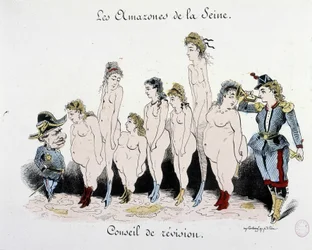 La Comuna: Consejo de revisión de las amazonas del Sena - dibujo, Museo Carnavalet