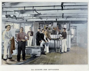 La cocina de los oficiales - en "Album militaire - Marine: La vie à bord"