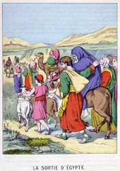 La salida de Egipto - en “Vida de Moisés”, ed. Olivier Pinot, Epinal, finales del siglo XIX