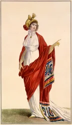 Vestido de noche estilo griego para damas, 1789