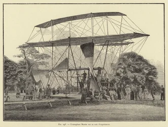 El aeroplano Maxim en su vía de experimentos