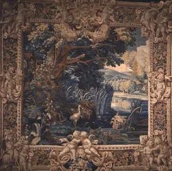 Paisaje, París, principios del siglo XVII (tapiz de lana y seda)