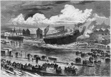 Lanzamiento de la fragata Friedland en el arsenal marítimo de Lorient, Morbihan (56).