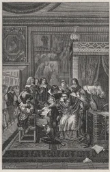 El cardenal de Richelieu moribundo - Litografía de Charles Motte (1785-1836) en 