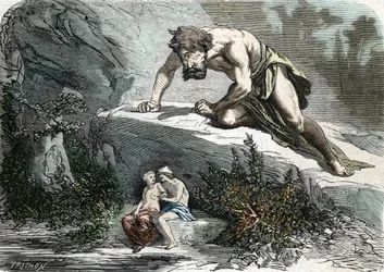 El cíclope Polifemo sorprendiendo a Galatea y Acis
