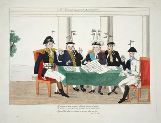 Le Gouvernment Provisoire, pub. 1814 (grabado coloreado a mano)