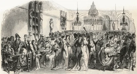 El Gran Salón del café Frascati en París en el siglo XIX - Grabado en “Tableau-de-Paris” de Edmond Texier 1852