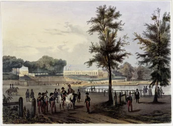 Le Grand Trianon à Versailles - en "Promenade dans Paris et ses environs", diseñado por Jacottet y Benoist, c. 1840