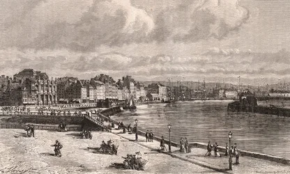 Le Havre - Normandía - grabado en “La France illustree: geographie, histoire, administration statistique” por V.A. Malt-Brown. 1884