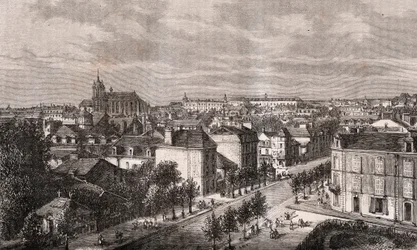 Le Mans - Pays de la Loire - grabado en “La France illustrée: géographie, histoire, administration statistique” por V.A. Malt-Brown. 1884
