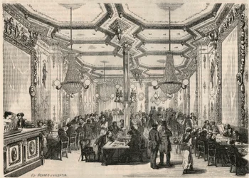 El café Pierron en París en el siglo XIX - Grabado en "Tableau-de-Paris" por Edmond Texier 1852